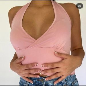 Pink halter top